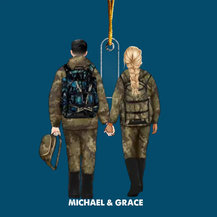 Hunting Couple - Personalized Custom Mica Ornament - Christmas Gift For Couple, Husband, Wife, Family Members CLA0HD019