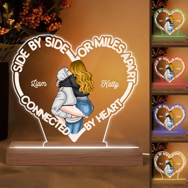 Connected By Heart - Personalized Custom 3D Led Light - Valentine's Day Gift For Couple, Husband, Wife, Boyfriend, Girlfriend