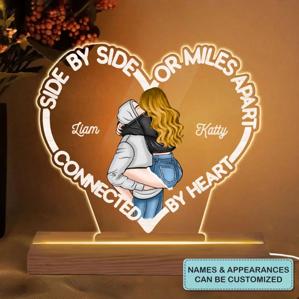 Connected By Heart - Personalized Custom 3D Led Light - Valentine's Day Gift For Couple, Husband, Wife, Boyfriend, Girlfriend