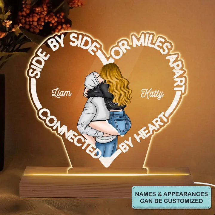 Connected By Heart - Personalized Custom 3D Led Light - Valentine's Day Gift For Couple, Husband, Wife, Boyfriend, Girlfriend