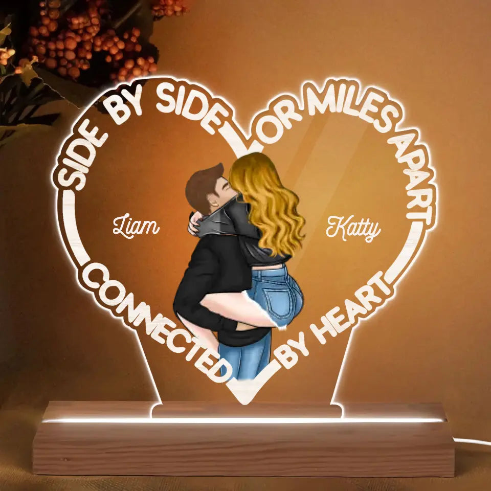 Connected By Heart - Personalized Custom 3D Led Light - Valentine's Day Gift For Couple, Husband, Wife, Boyfriend, Girlfriend