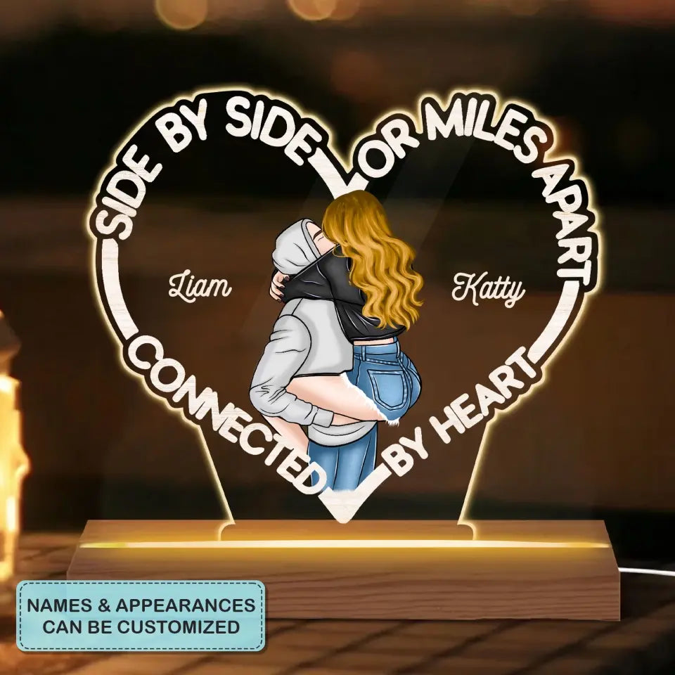 Connected By Heart - Personalized Custom 3D Led Light - Valentine's Day Gift For Couple, Husband, Wife, Boyfriend, Girlfriend