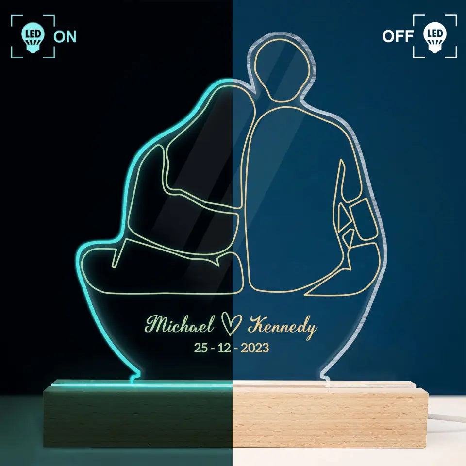 You And Me - Personalized Custom 3D Led Light - Valentine's Day Gift For Couple, Husband, Wife, Boyfriend, Girlfriend