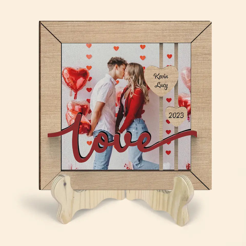 Together Since Custom Photo - Personalized Custom 1 Layer Wooden Sign - Valentine's Day Gift For Couple, Wife, Husband, Boyfriends, Girlfriends