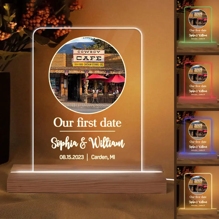 Our First Date - Personalized Custom 3D Led Light - Valentine's Day Gift For Couple, Husband, Wife, Boyfriend, Girlfriend