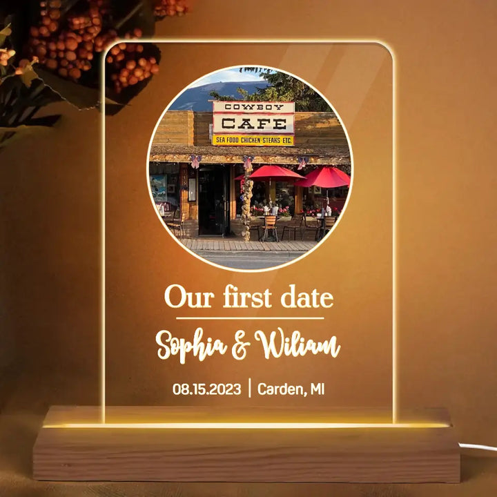 Our First Date - Personalized Custom 3D Led Light - Valentine's Day Gift For Couple, Husband, Wife, Boyfriend, Girlfriend