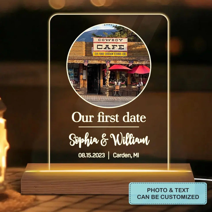 Our First Date - Personalized Custom 3D Led Light - Valentine's Day Gift For Couple, Husband, Wife, Boyfriend, Girlfriend
