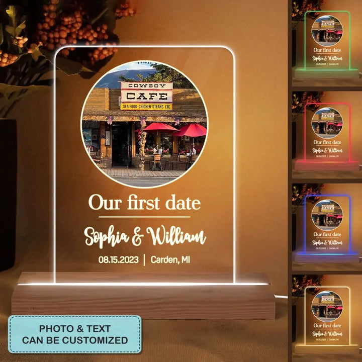 Our First Date - Personalized Custom 3D Led Light - Valentine's Day Gift For Couple, Husband, Wife, Boyfriend, Girlfriend