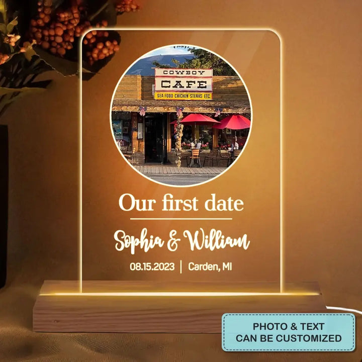 Our First Date - Personalized Custom 3D Led Light - Valentine's Day Gift For Couple, Husband, Wife, Boyfriend, Girlfriend