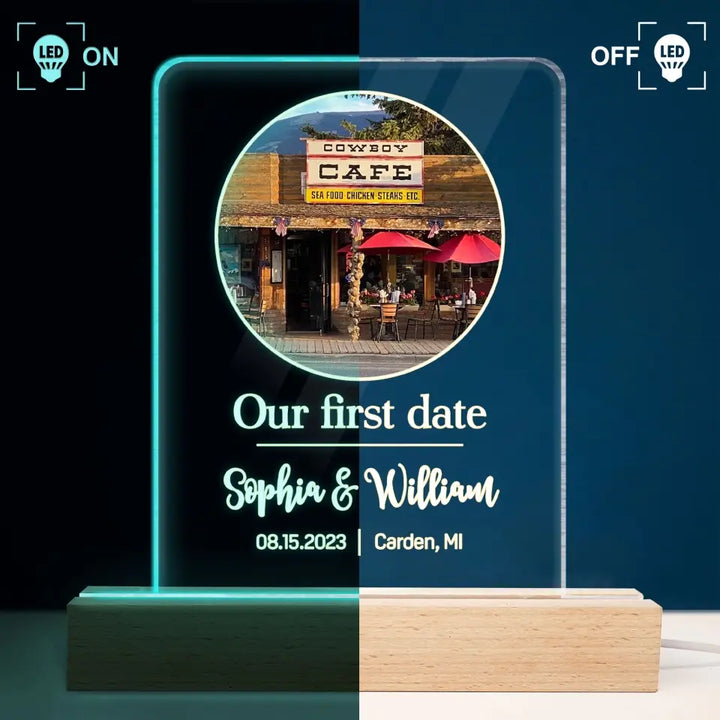 Our First Date - Personalized Custom 3D Led Light - Valentine's Day Gift For Couple, Husband, Wife, Boyfriend, Girlfriend