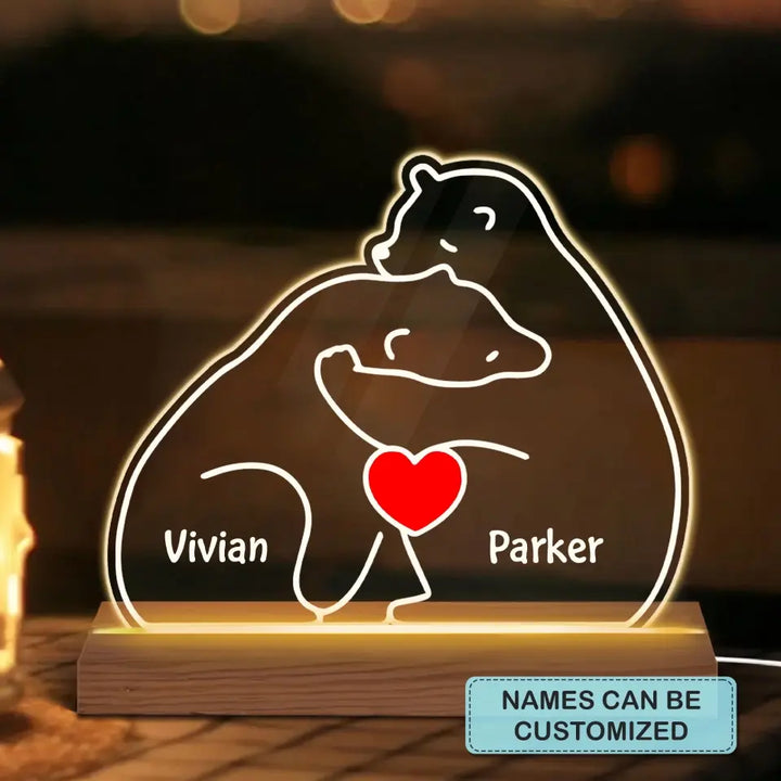 Bear Couple - Personalized Custom 3D Led Light - Valentine's Day Gift For Couple, Husband, Wife, Boyfriend, Girlfriend