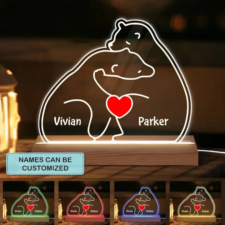 Bear Couple - Personalized Custom 3D Led Light - Valentine's Day Gift For Couple, Husband, Wife, Boyfriend, Girlfriend