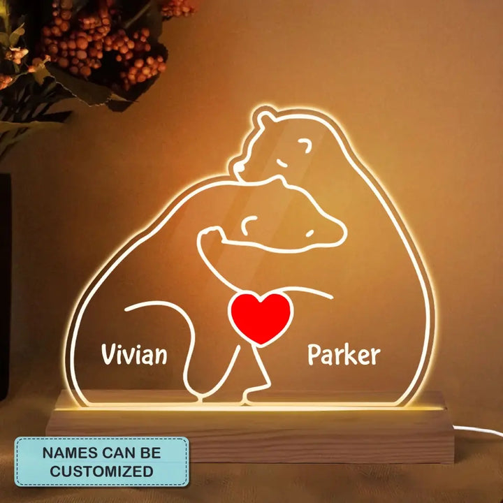 Bear Couple - Personalized Custom 3D Led Light - Valentine's Day Gift For Couple, Husband, Wife, Boyfriend, Girlfriend