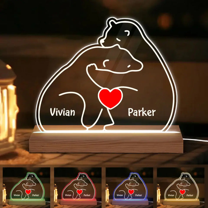 Bear Couple - Personalized Custom 3D Led Light - Valentine's Day Gift For Couple, Husband, Wife, Boyfriend, Girlfriend