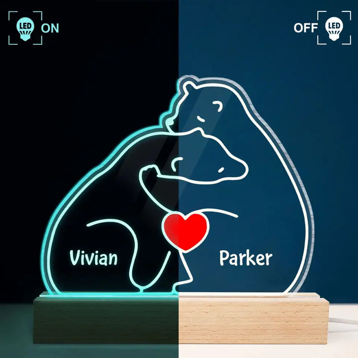 Bear Couple - Personalized Custom 3D Led Light - Valentine's Day Gift For Couple, Husband, Wife, Boyfriend, Girlfriend