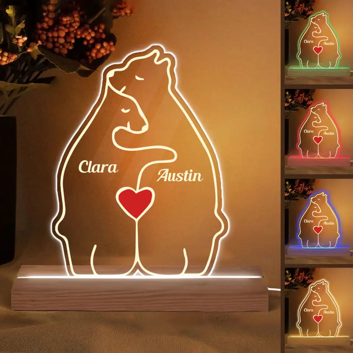 Bear Couple - Personalized Custom 3D Led Light - Valentine's Day, Anniversary Gift For Couple, Husband, Wife, Boyfriend, Girlfriend