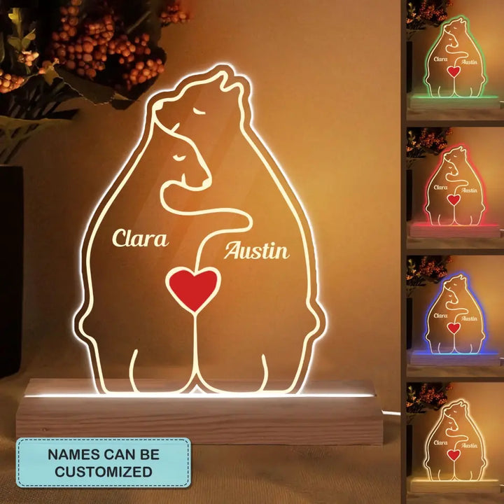 Bear Couple - Personalized Custom 3D Led Light - Valentine's Day, Anniversary Gift For Couple, Husband, Wife, Boyfriend, Girlfriend