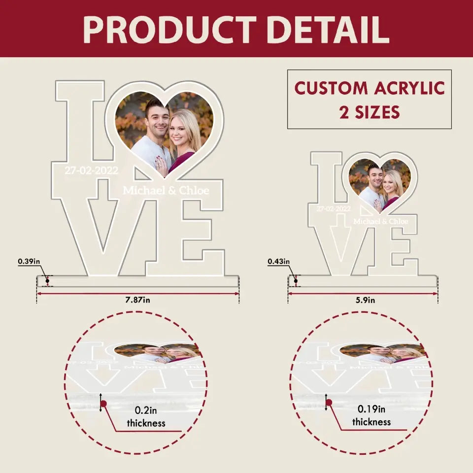Love Photo - Personalized Custom 3D LED Light Wooden Base - Valentine's Day, Anniversary Gift For Couple, Husband, Wife, Boyfriend, Girlfriend
