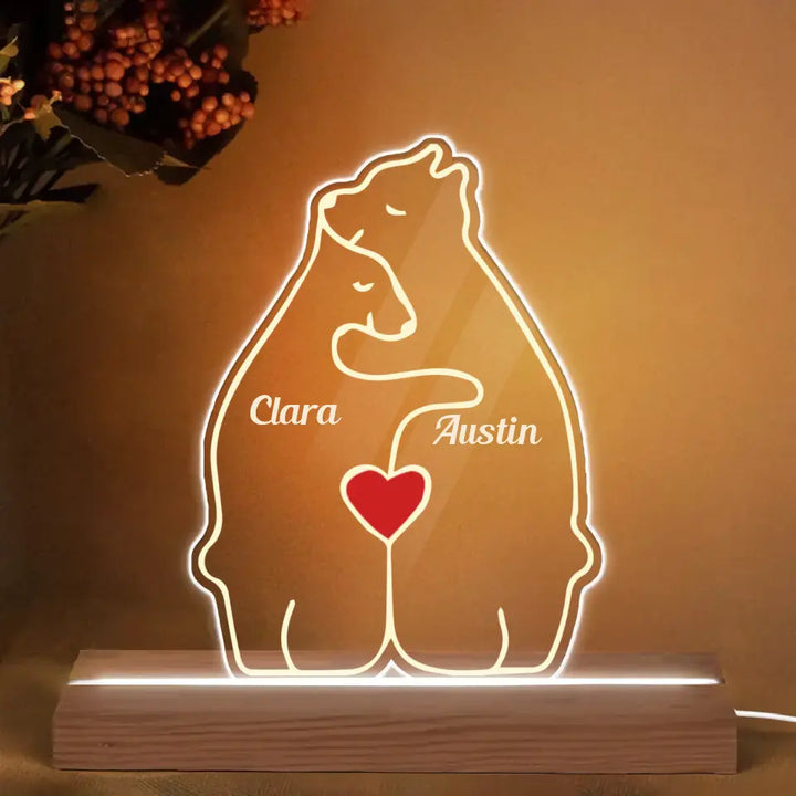 Bear Couple - Personalized Custom 3D Led Light - Valentine's Day, Anniversary Gift For Couple, Husband, Wife, Boyfriend, Girlfriend