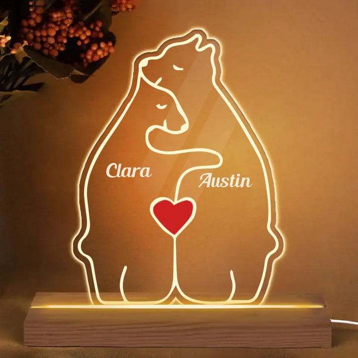 Bear Couple - Personalized Custom 3D Led Light - Valentine's Day, Anniversary Gift For Couple, Husband, Wife, Boyfriend, Girlfriend