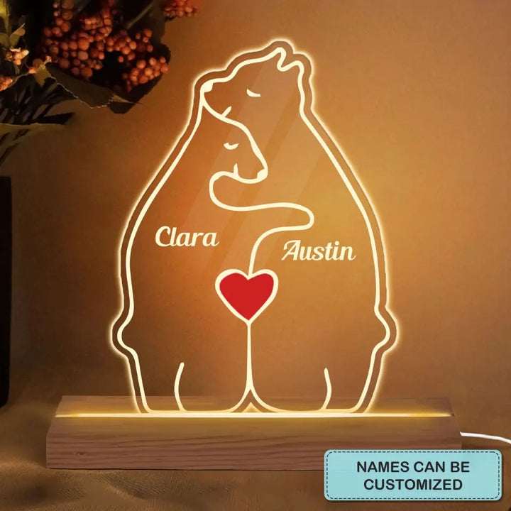 Bear Couple - Personalized Custom 3D Led Light - Valentine's Day, Anniversary Gift For Couple, Husband, Wife, Boyfriend, Girlfriend
