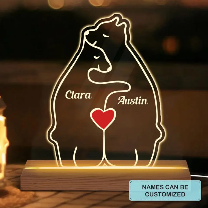 Bear Couple - Personalized Custom 3D Led Light - Valentine's Day, Anniversary Gift For Couple, Husband, Wife, Boyfriend, Girlfriend