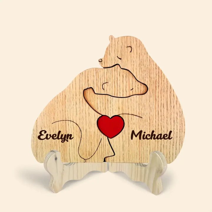 Bear Couple - Personalized Custom 1 Layer Wooden Sign - Valentine's Day Gift For Couple, Wife, Husband, Boyfriends, Girlfriends