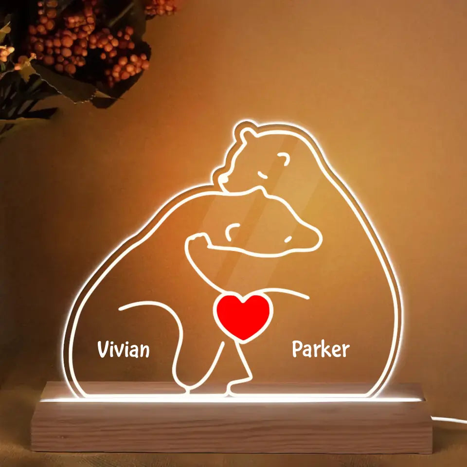 Bear Couple - Personalized Custom 3D Led Light - Valentine's Day Gift For Couple, Husband, Wife, Boyfriend, Girlfriend