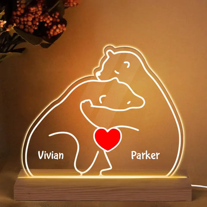 Bear Couple - Personalized Custom 3D Led Light - Valentine's Day Gift For Couple, Husband, Wife, Boyfriend, Girlfriend