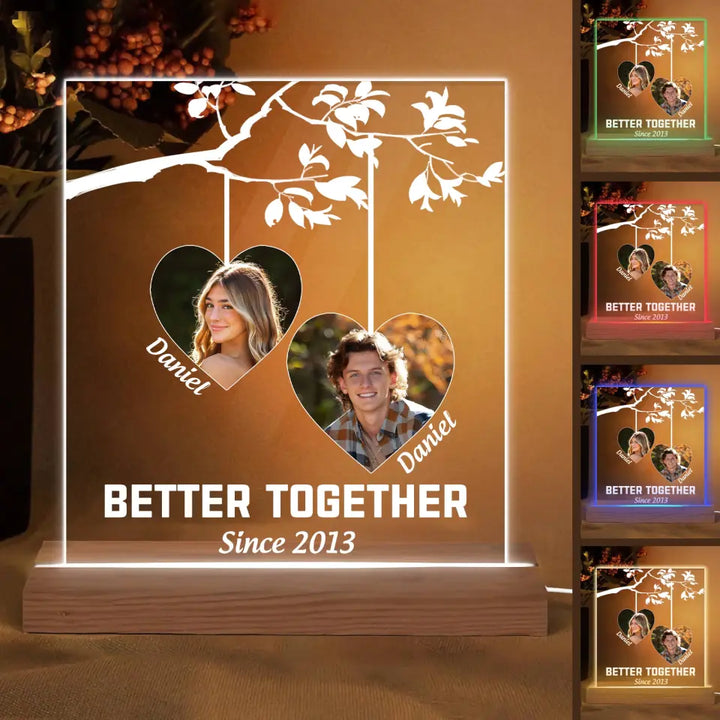 Better Together - Personalized Custom 3D LED Light Wooden Base - Valentine's Day, Anniversary Gift For Couple, Husband, Wife, Boyfriend, Girlfriend