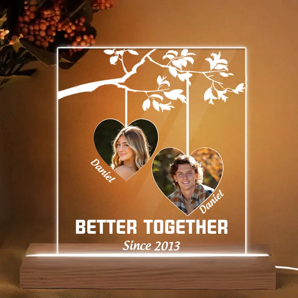 Better Together - Personalized Custom 3D LED Light Wooden Base - Valentine's Day, Anniversary Gift For Couple, Husband, Wife, Boyfriend, Girlfriend