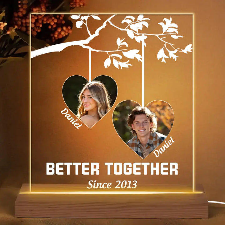Better Together - Personalized Custom 3D LED Light Wooden Base - Valentine's Day, Anniversary Gift For Couple, Husband, Wife, Boyfriend, Girlfriend