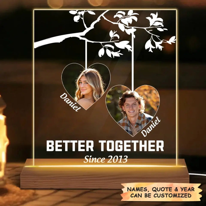 Better Together - Personalized Custom 3D LED Light Wooden Base - Valentine's Day, Anniversary Gift For Couple, Husband, Wife, Boyfriend, Girlfriend
