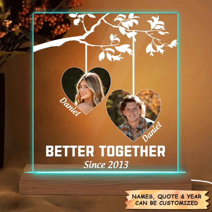 Better Together - Personalized Custom 3D LED Light Wooden Base - Valentine's Day, Anniversary Gift For Couple, Husband, Wife, Boyfriend, Girlfriend