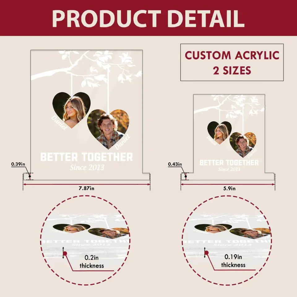 Better Together - Personalized Custom 3D LED Light Wooden Base - Valentine's Day, Anniversary Gift For Couple, Husband, Wife, Boyfriend, Girlfriend