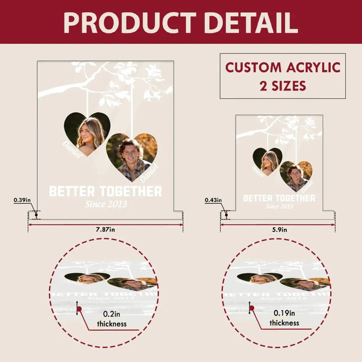 Better Together - Personalized Custom 3D LED Light Wooden Base - Valentine's Day, Anniversary Gift For Couple, Husband, Wife, Boyfriend, Girlfriend