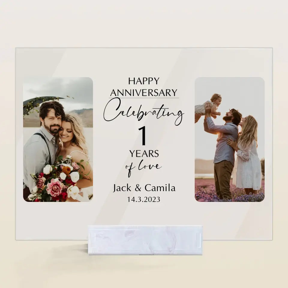 Happy Anniversary - Personalized Custom Acrylic Plaque - Valentine's Day, Anniversary Gift For Couple, Husband, Wife, Boyfriend, Girlfriend