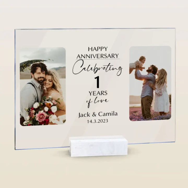 Happy Anniversary - Personalized Custom Acrylic Plaque - Valentine's Day, Anniversary Gift For Couple, Husband, Wife, Boyfriend, Girlfriend