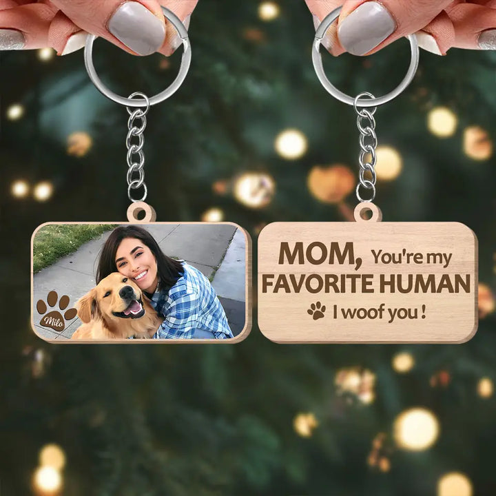 To My Favorite Person - Personalized Custom Wooden Keychain - Gift For Dog Mom, Dog Dad, Dog Lover, Dog Owner