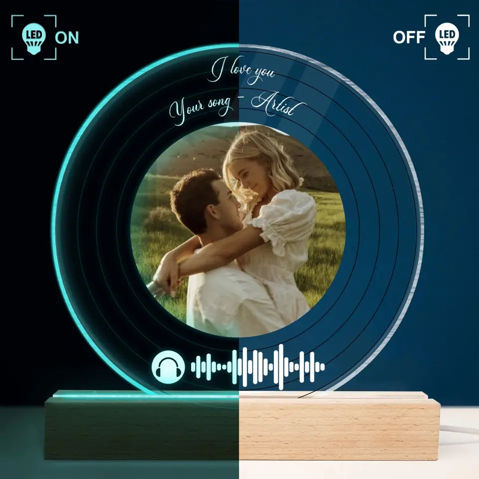 Our Song - Personalized Custom 3D Led Light - Valentine's Day Gift For Couple, Husband, Wife, Boyfriend, Girlfriend