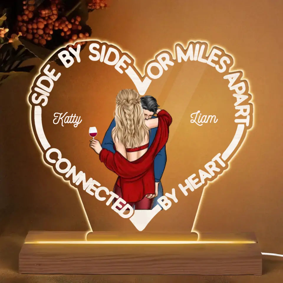 Connected By Heart V2 - Personalized Custom 3D Led Light - Valentine's Day Gift For Couple, Husband, Wife, Boyfriend, Girlfriend