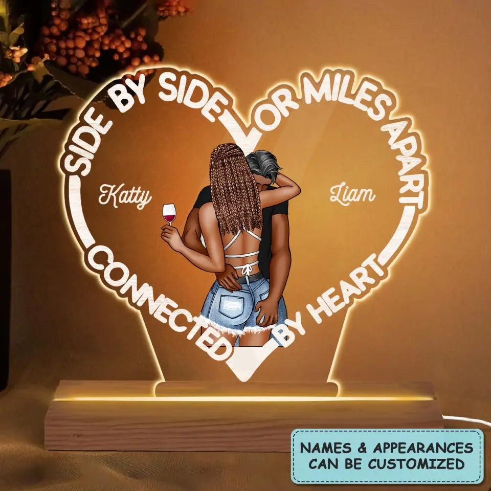 Connected By Heart V2 - Personalized Custom 3D Led Light - Valentine's Day Gift For Couple, Husband, Wife, Boyfriend, Girlfriend