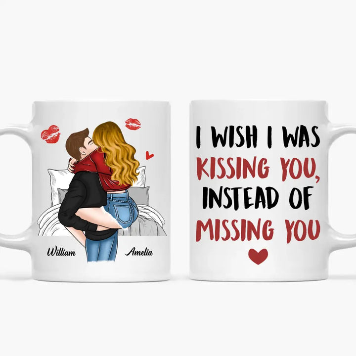 I Wish I Was Kissing You - Personalized Custom White Mug - Valentine's Day, Anniversary Gift For Couple, Husband, Wife, Boyfriend, Girlfriend