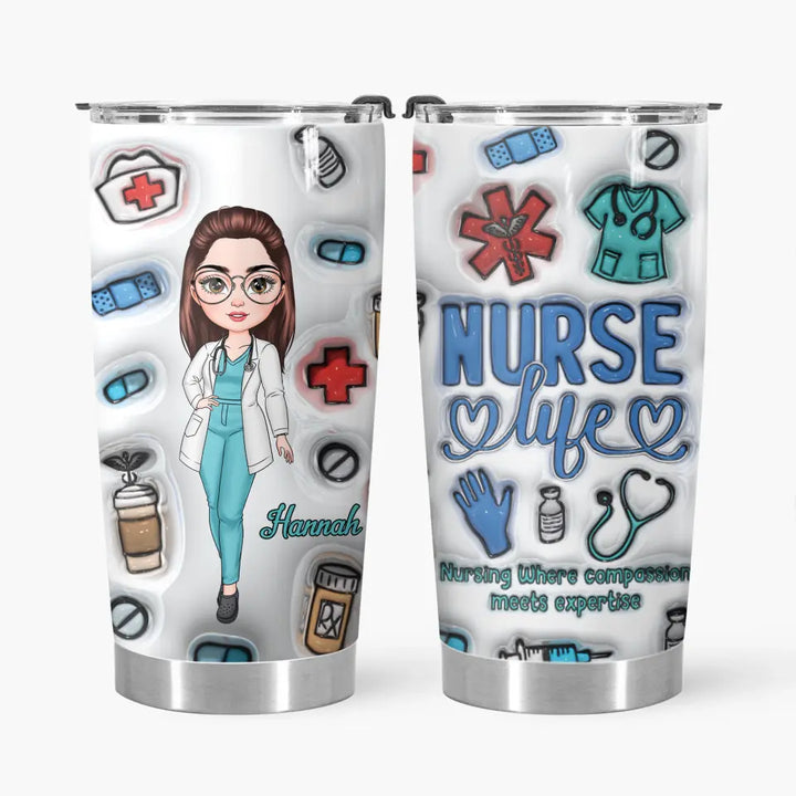 Love Nurse Life - Personalized Custom Tumbler - Nurse's Day, Appreciation Gift For Nurse