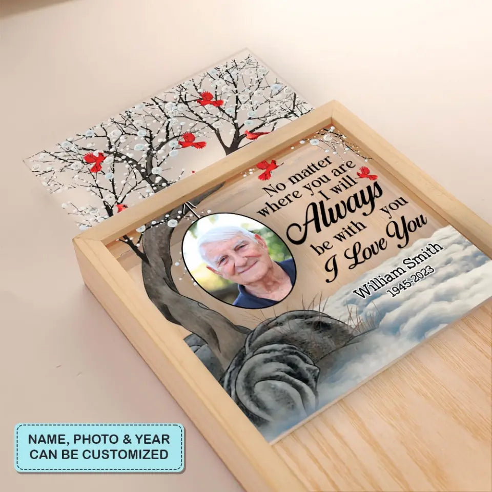 No Matter Where You Are Memorial - Personalized Custom Photo Frame Box - Memorial Gift For Family Members