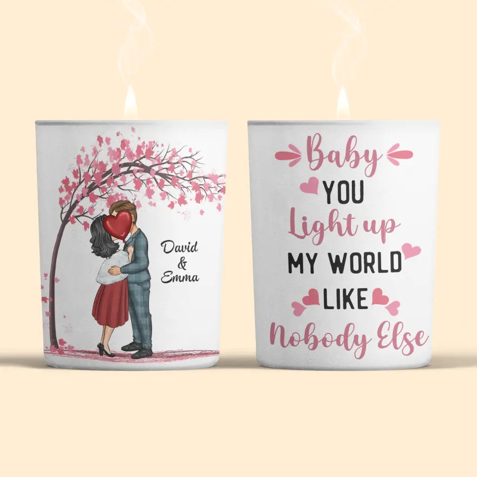 Baby You Light Up My World - Personalized Custom Scent Candle - Valentine's Day, Anniversary Gift For Couple, Husband, Wife, Boyfriend, Girlfriend