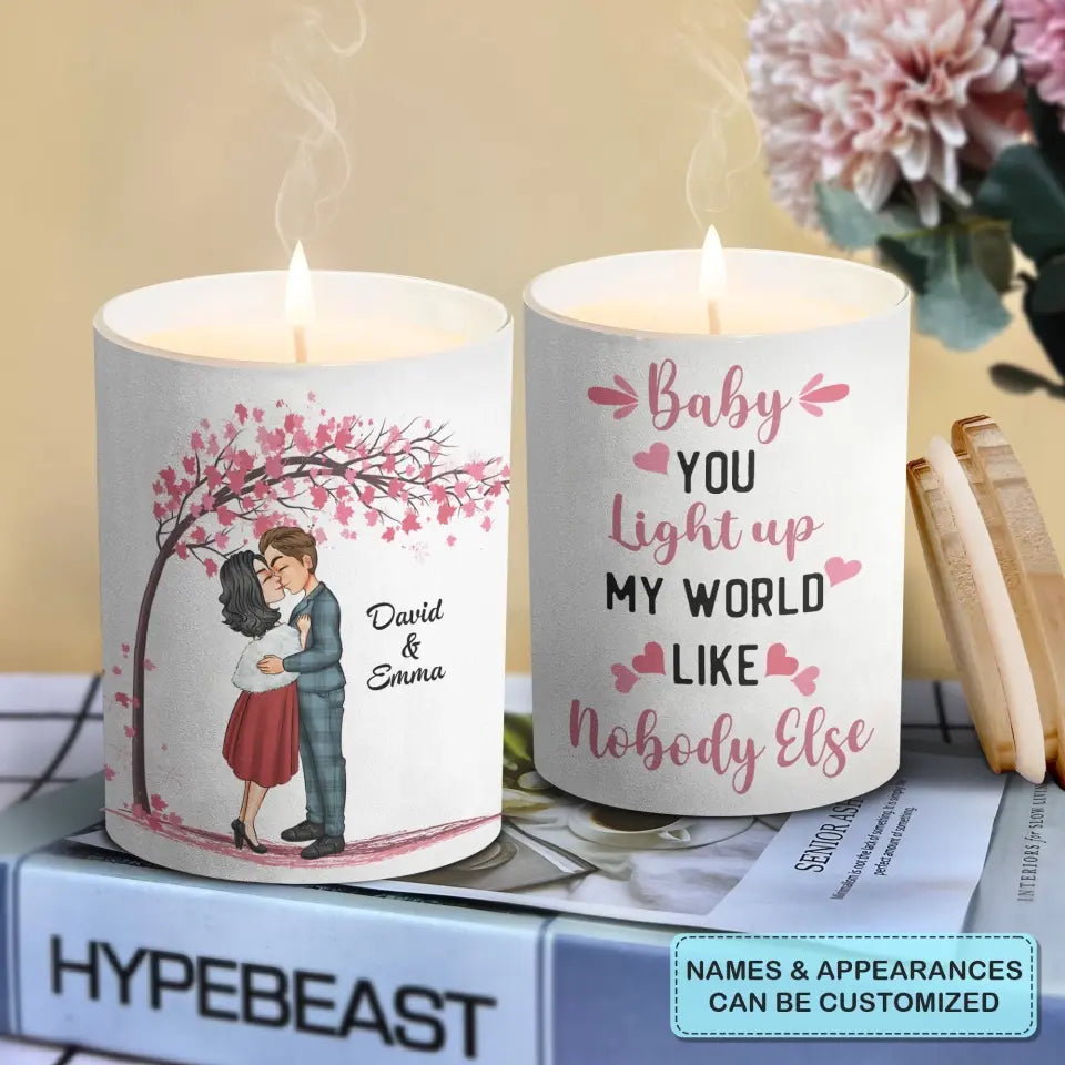 Baby You Light Up My World - Personalized Custom Scent Candle - Valentine's Day, Anniversary Gift For Couple, Husband, Wife, Boyfriend, Girlfriend