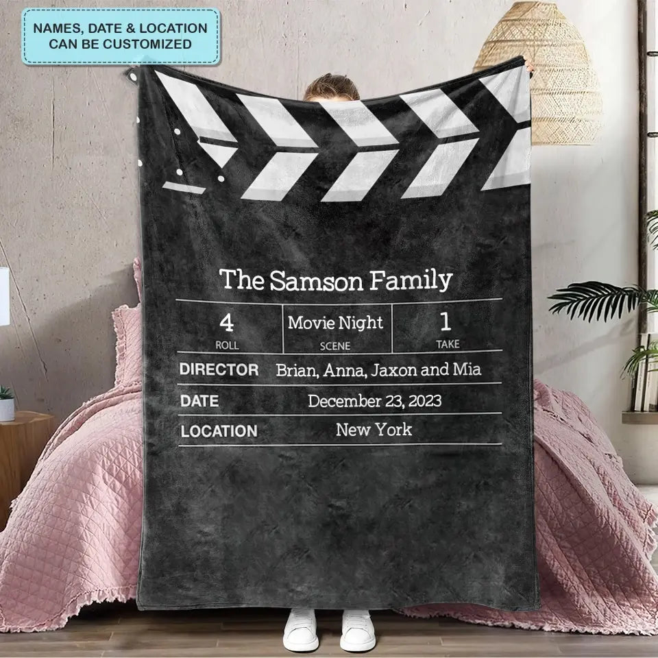Family Movie Night - Personalized Custom Blanket - Gift For Family, Family Members
