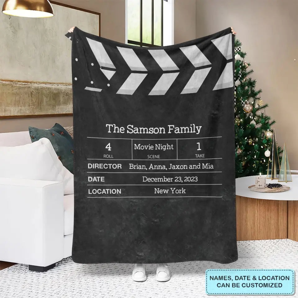 Family Movie Night - Personalized Custom Blanket - Gift For Family, Family Members