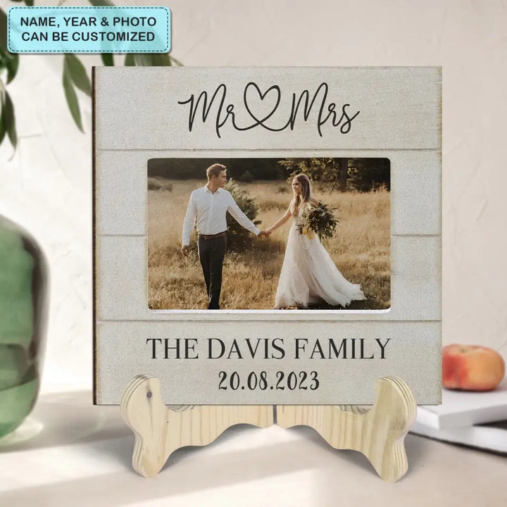Mr. & Mrs. - Personalized Custom 1 Layer Wooden Sign - Valentine's Day, Anniversary Gift For Couple, Wife, Husband, Boyfriends, Girlfriends